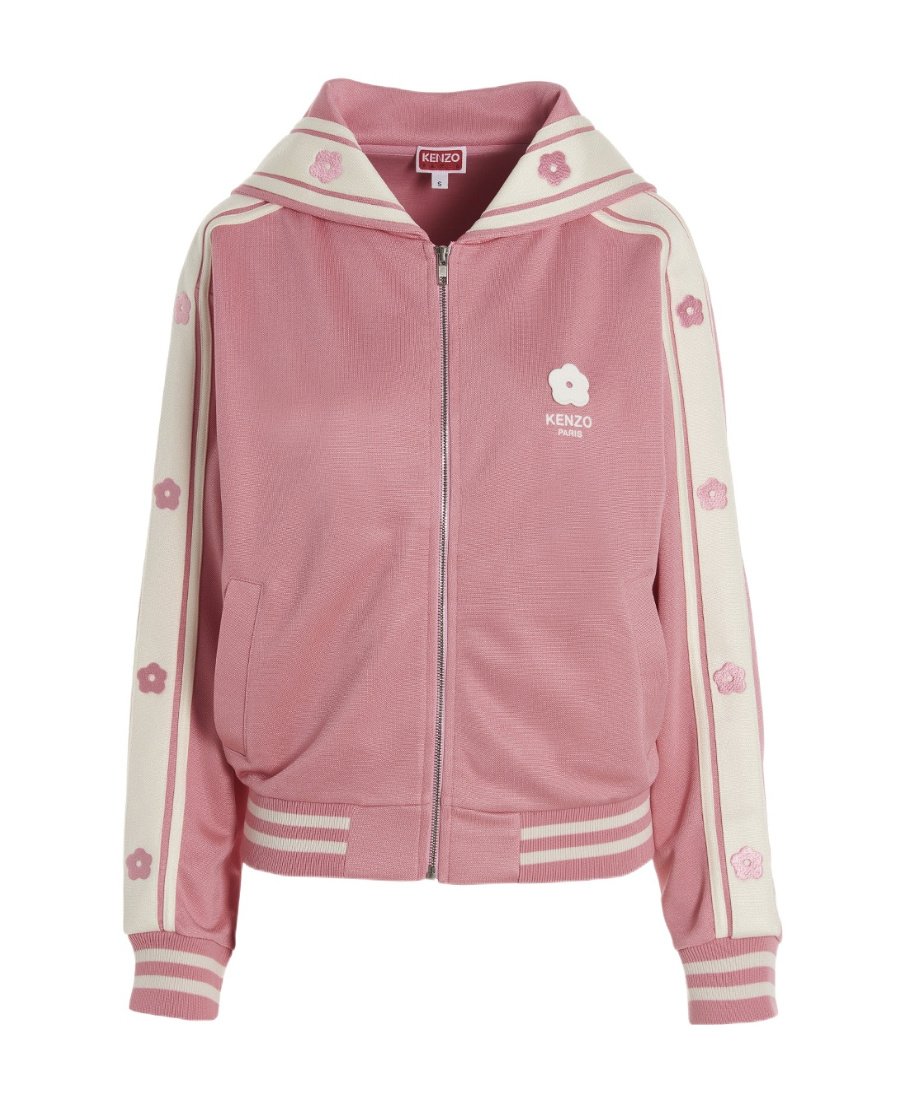 Kenzo Logo Embroidery Bib Sweatshirt In Pink