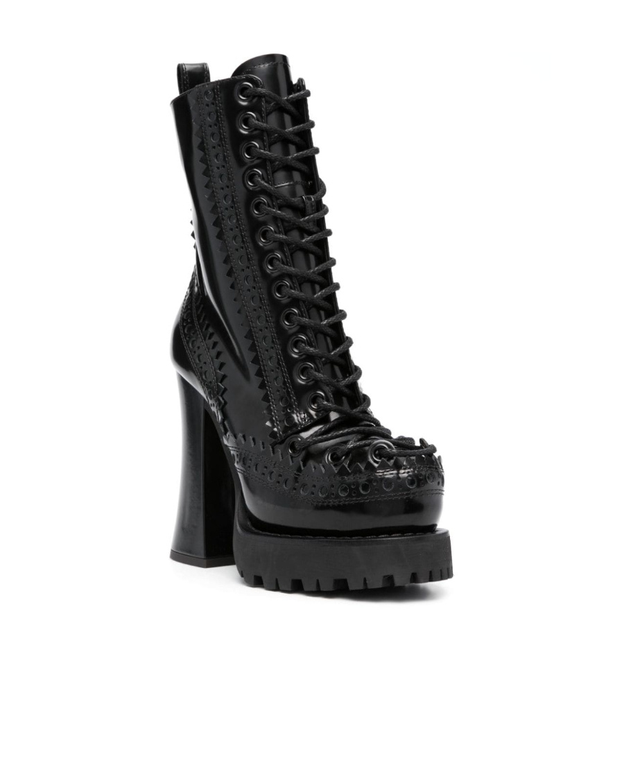 Moschino Round-headed High-heeled Boots In Black