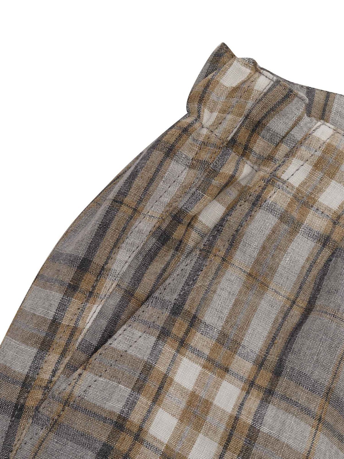 Il Gufo Check-pattern Linen-flax Shorts In Gray