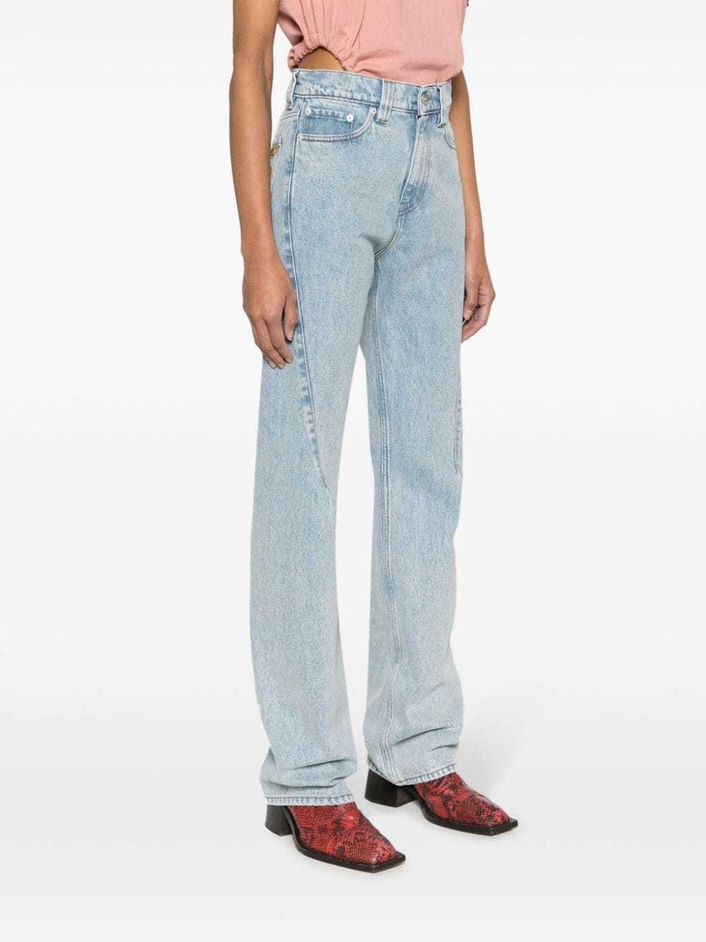 Y/project Logo-embroidered High-rise Straight-leg Jeans In Blue