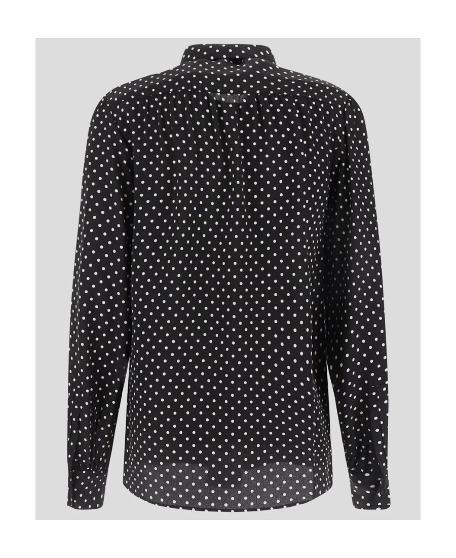 SAINT LAURENT POLKA DOT PUSSY-BOW BLOUSE 