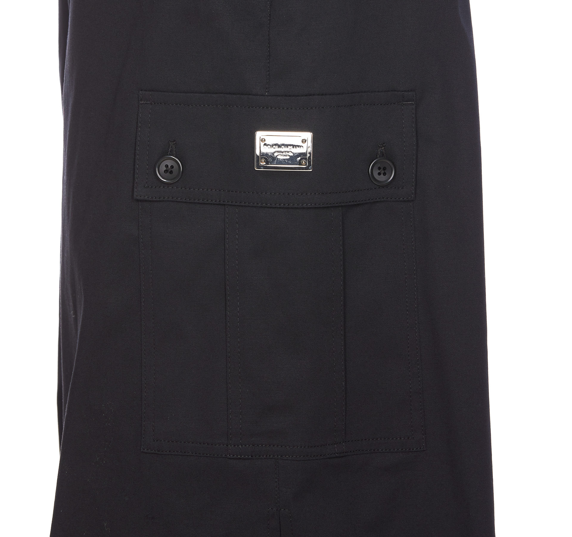 Dolce & Gabbana Black Bermuda Shorts With Logo Patch In Black