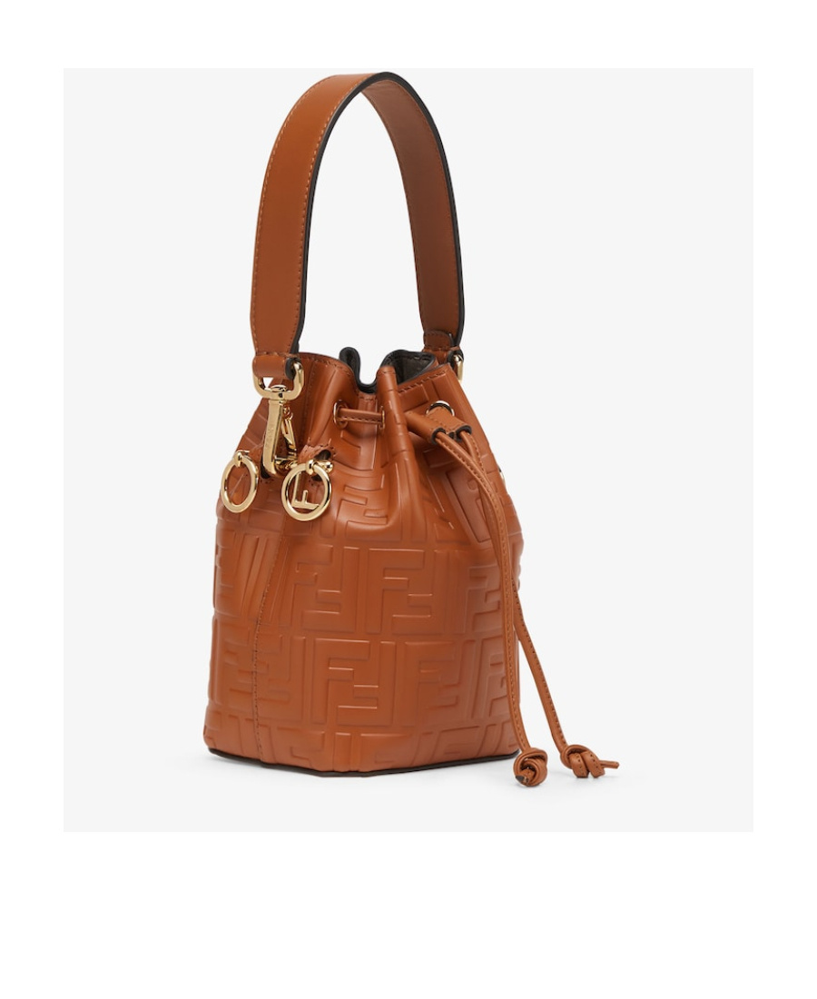 Fendi Mon Tresor Mini Leather Bucket Bag In Brown