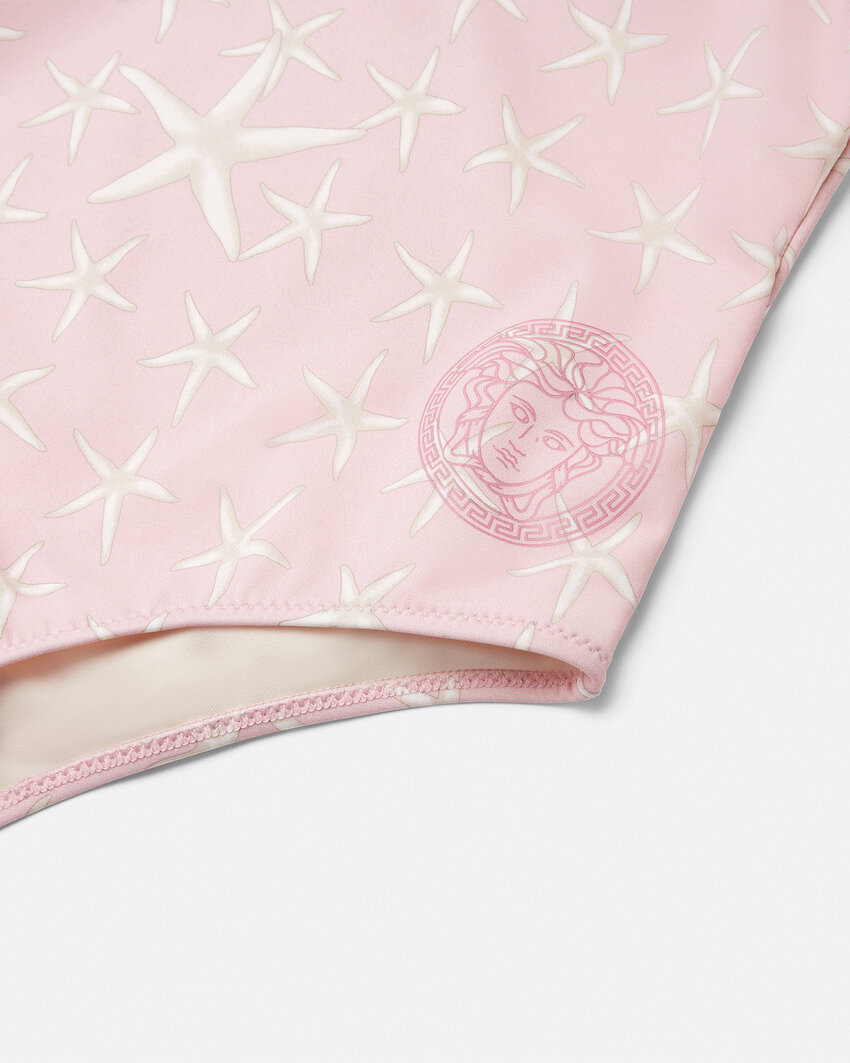 Shop Versace Starfish Single-shoulder Swimsuit In Pink