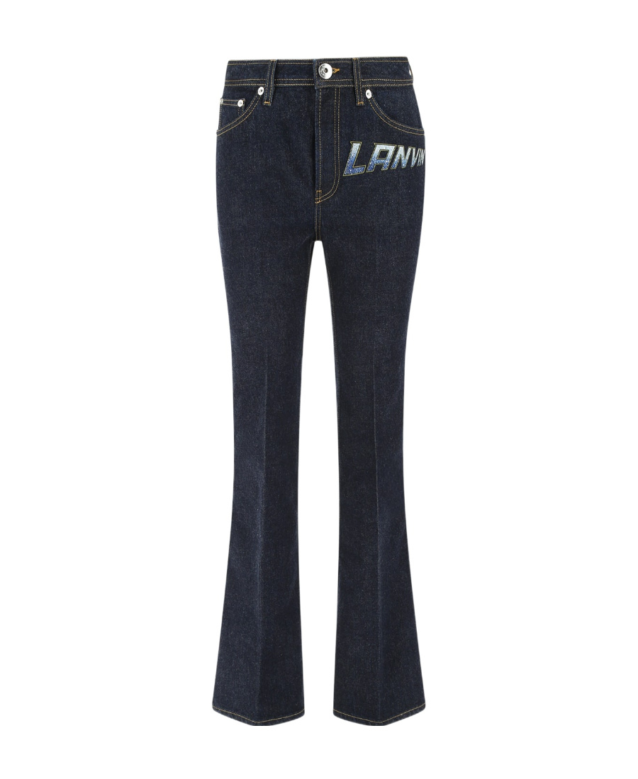 Lanvin Logo-print Straight-leg Jeans In Blue