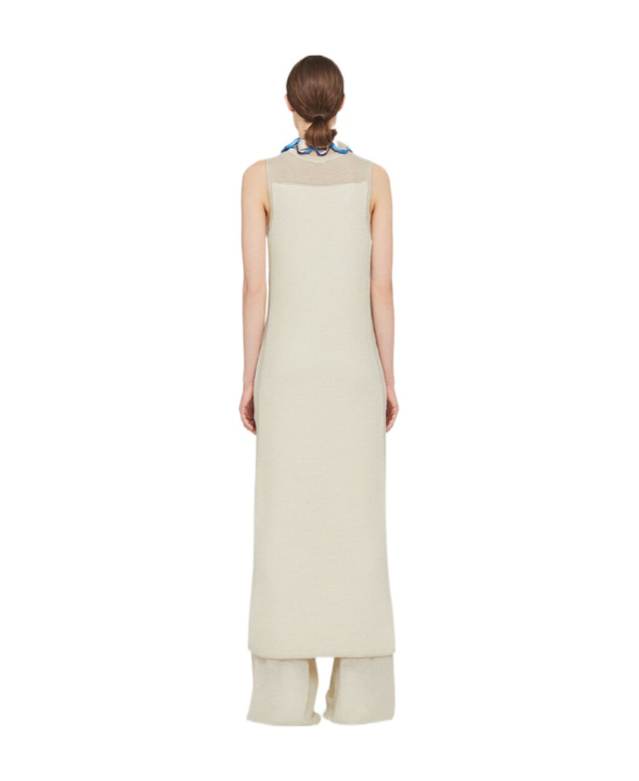 Jil Sander Semi-sheer Knit Long Dress In Nude