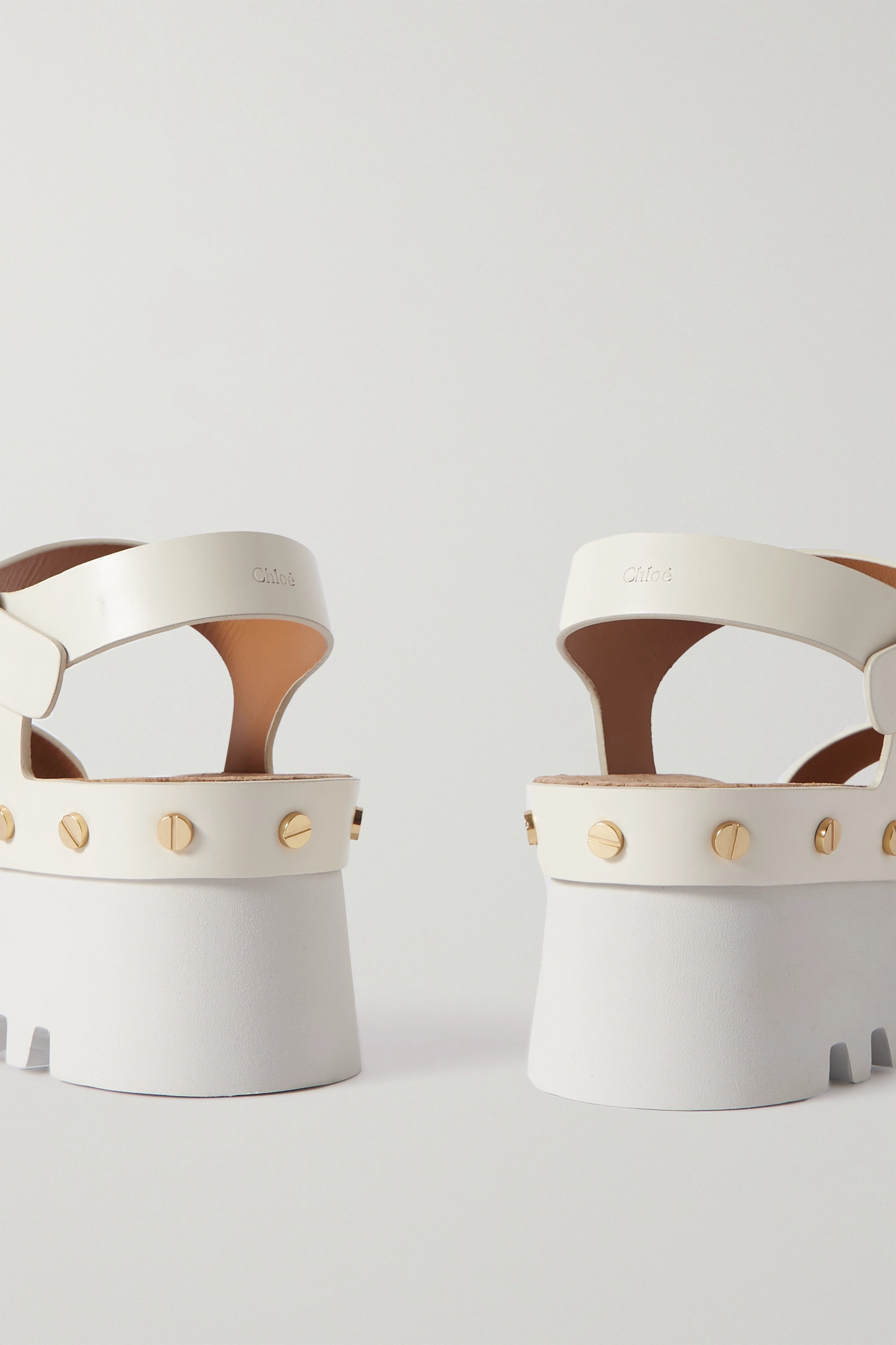 Chloé Stud-embellished Buckle-strap Sandals In White