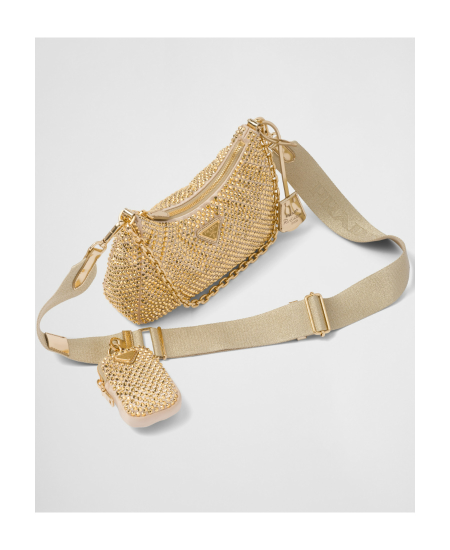 PRADA PRADA RE-EDITION 2005 SATIN BAG WITH CRYSTALS