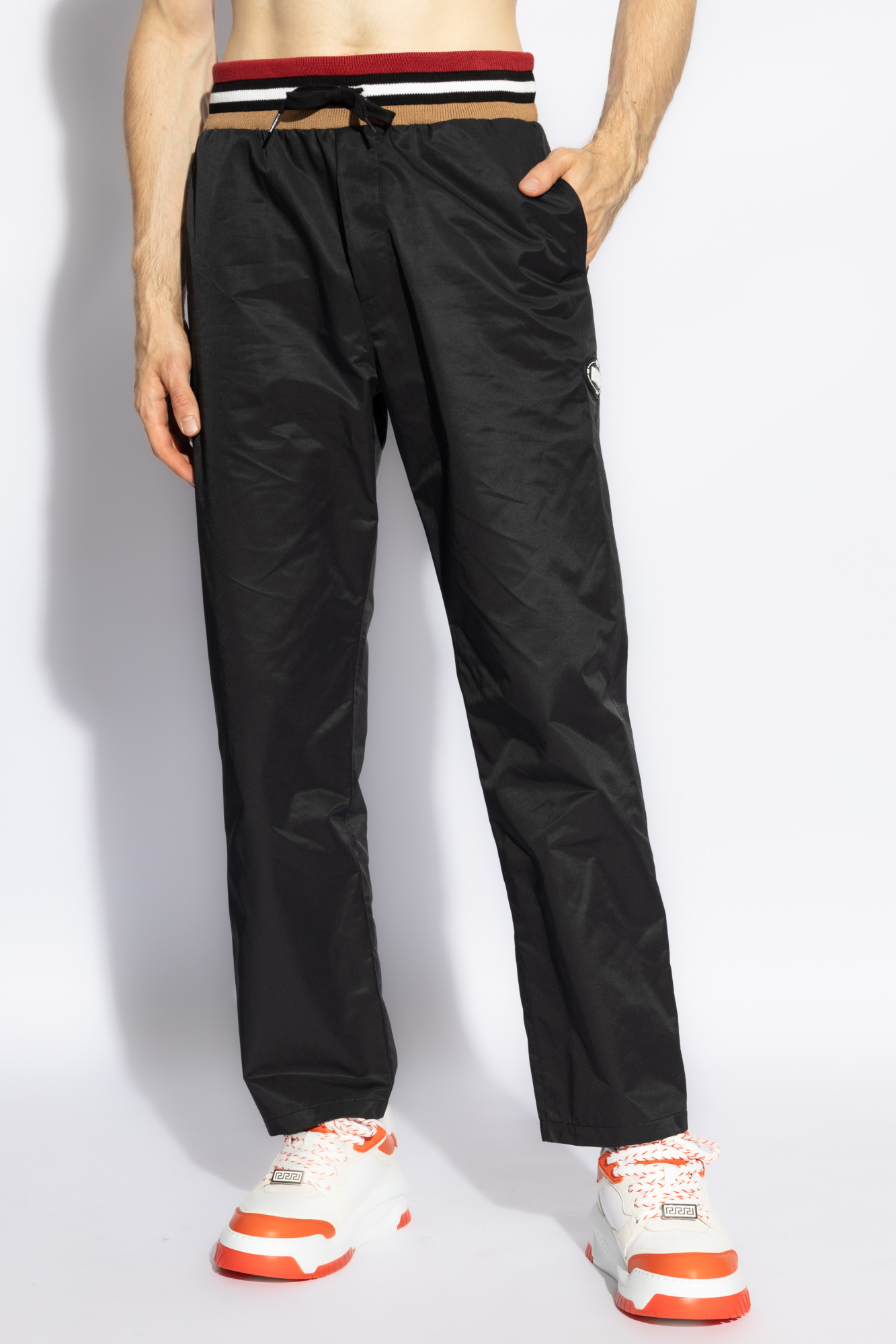 Moschino Drawstring Straight Leg Pants In Black