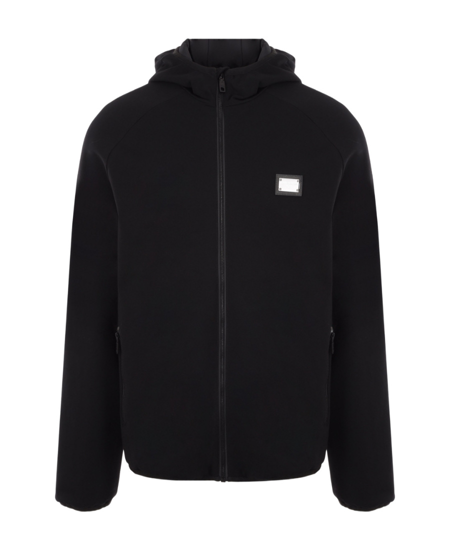 DOLCE & GABBANA DOLCE  GABBANA LOGO-PLAQUE ZIPPED HOODED JACKET