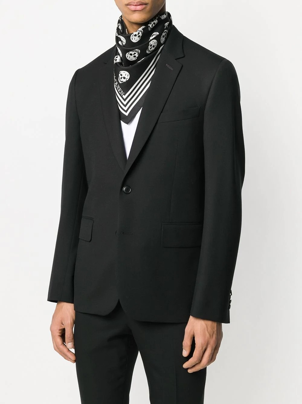 Alexander Mcqueen Men's Skull Printed Raffia Scarf In Black