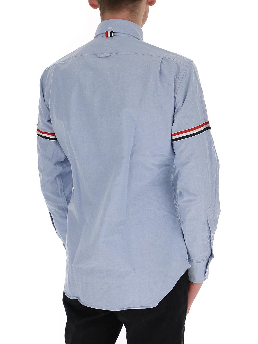 Thom Browne Striped Buttoned Shirt In Blue