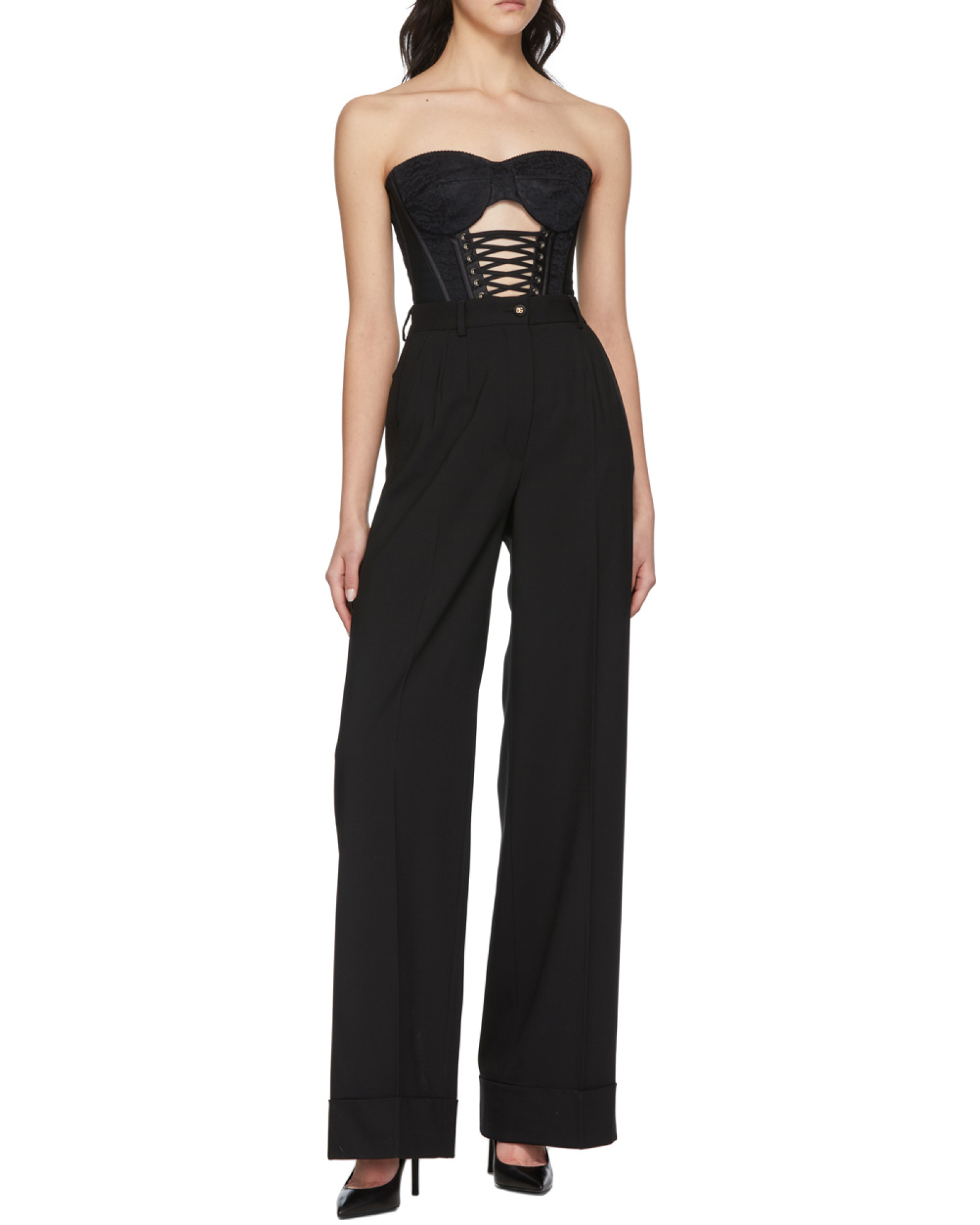 Dolce & Gabbana High-waist Wide-leg Trousers In Black
