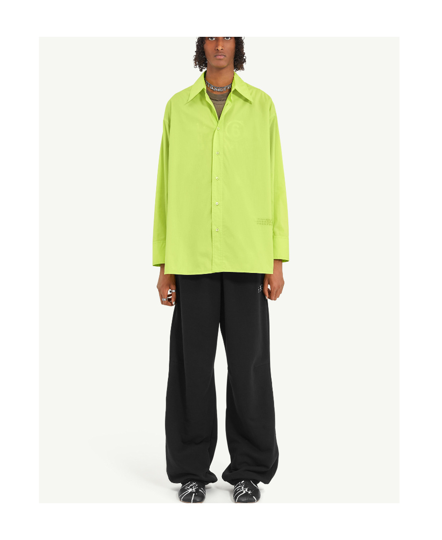 Mm6 Maison Margiela Numbers-embroidered Poplin Shirt In Green