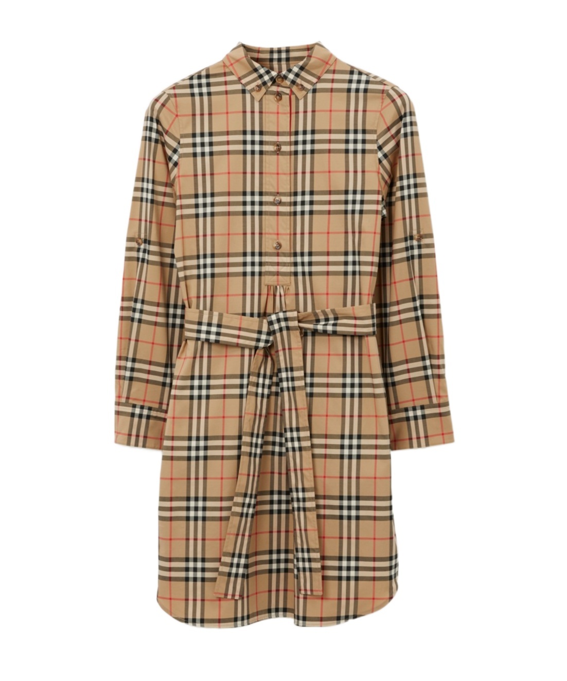 Shop Burberry Vintage Check Tie-waist Shirt Dress In Nude
