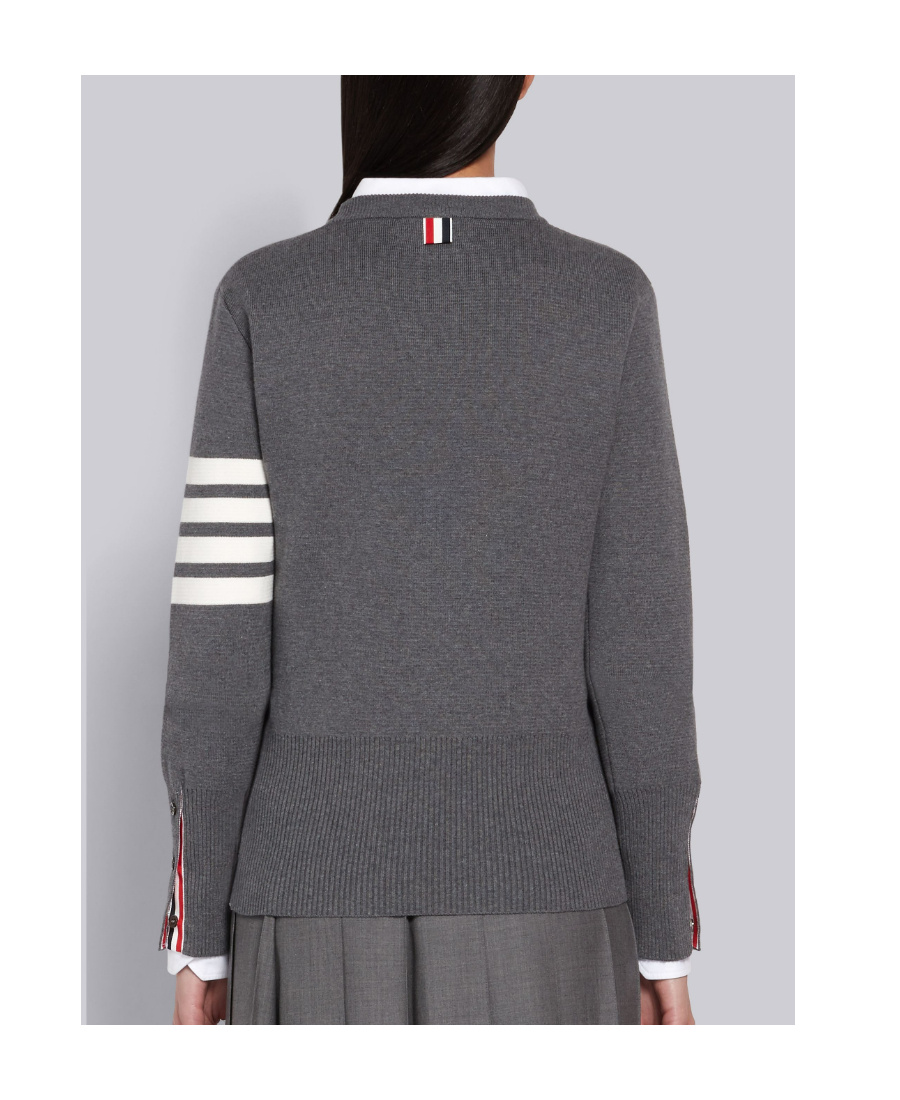 Thom Browne 4-bar Crewneck Knit Jumper In Black