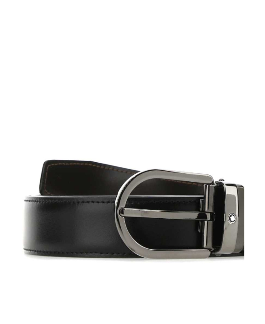 Montblanc Black Logo Belt In Black
