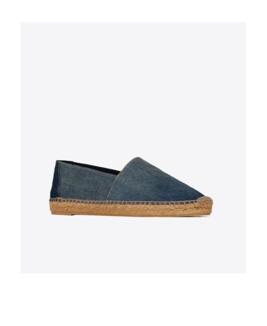 Saint Laurent Logo-embroidered Denim Espadrilles In Blue