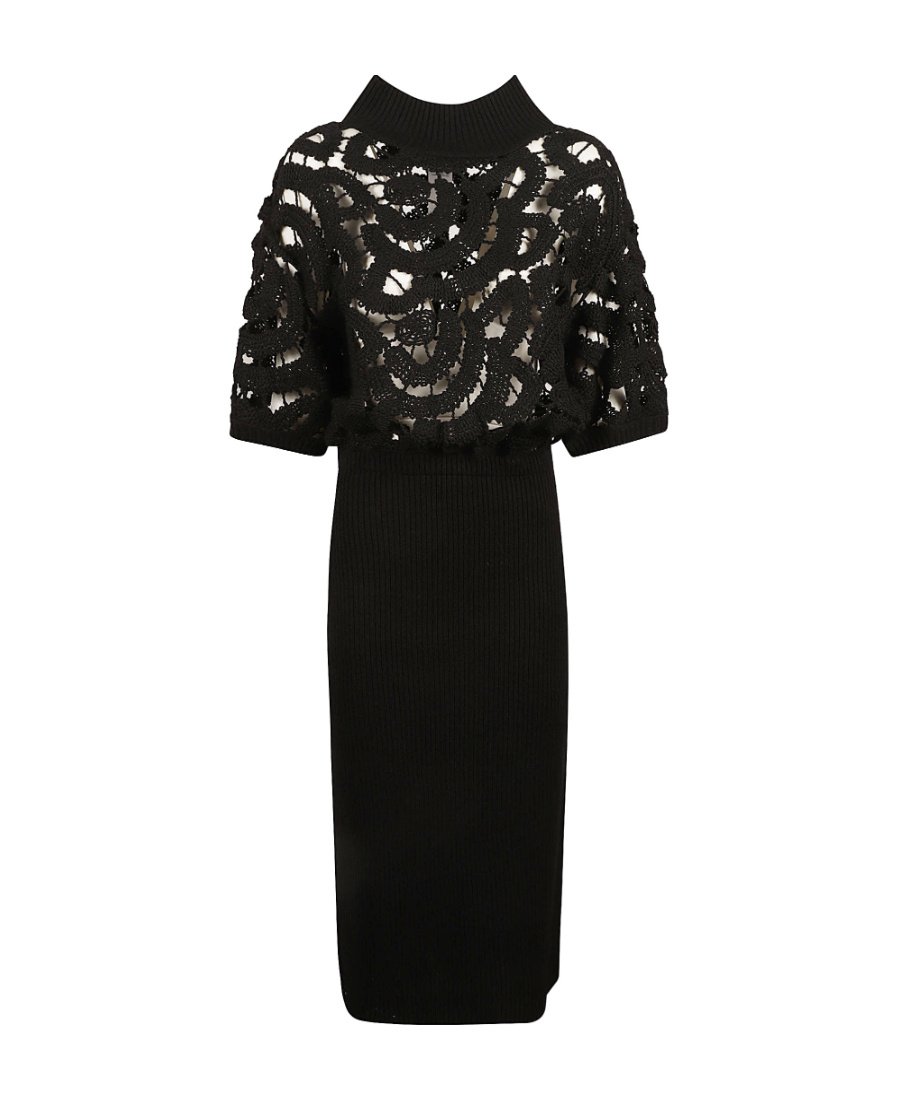 Fabiana Filippi Hollowed-out V-neck Dress In Black