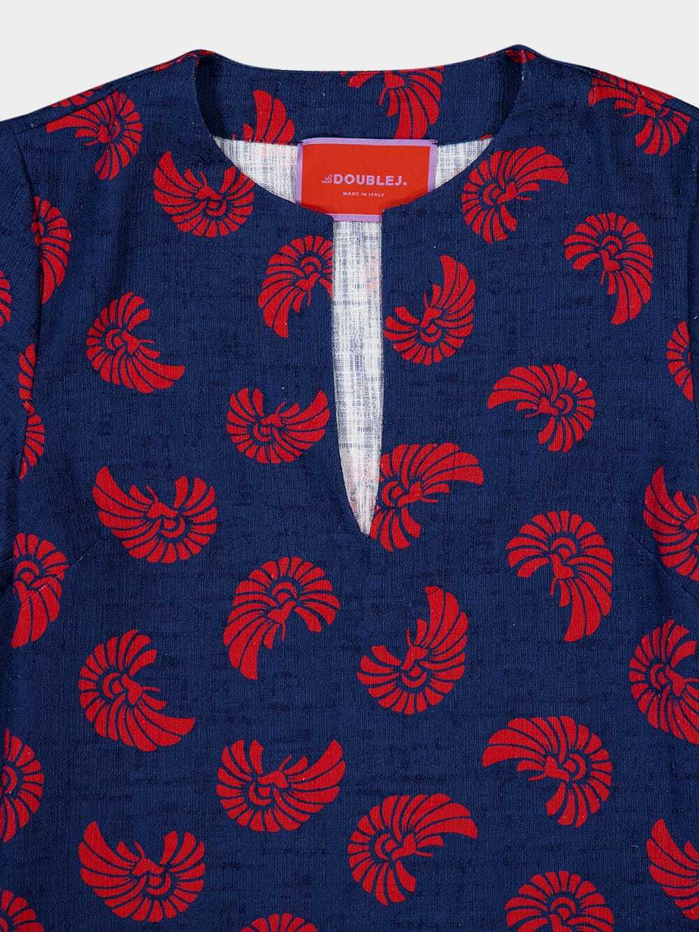 La Doublej Monogram-pattern Midi Dress In Blue