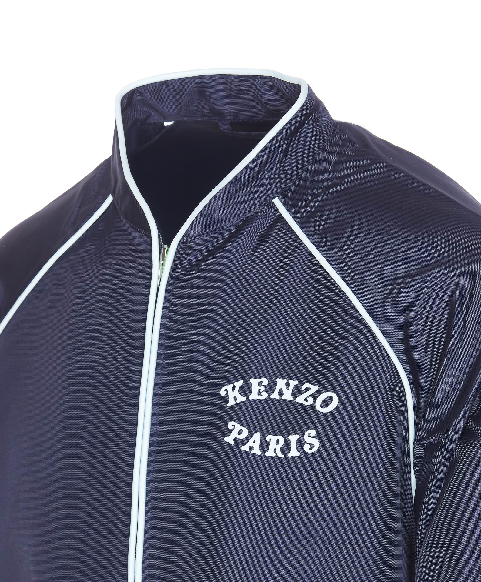 Kenzo Piping Contrast Graphic Logo Print Zip Pockets In Blue