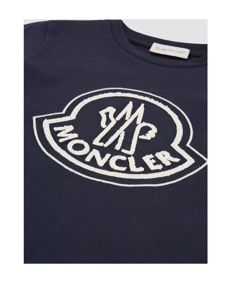 Moncler Logo-embroidered Cotton T-shirt In Blue
