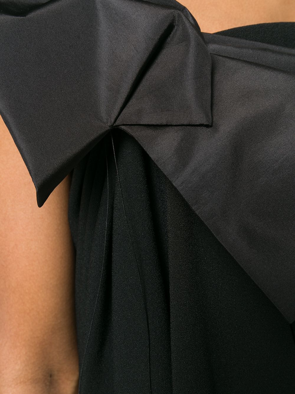 Saint Laurent Bow-embellished Strapless Crepe Dress In Black