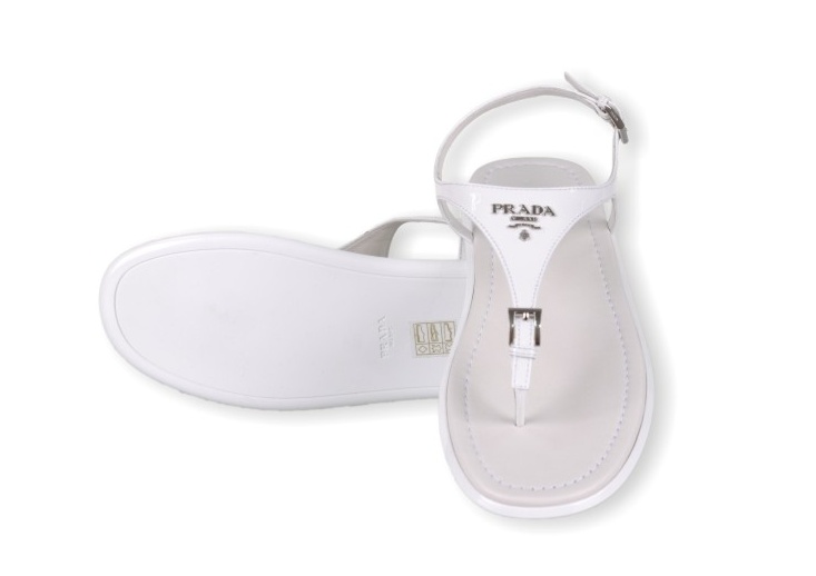 Prada Logo Sandals In White