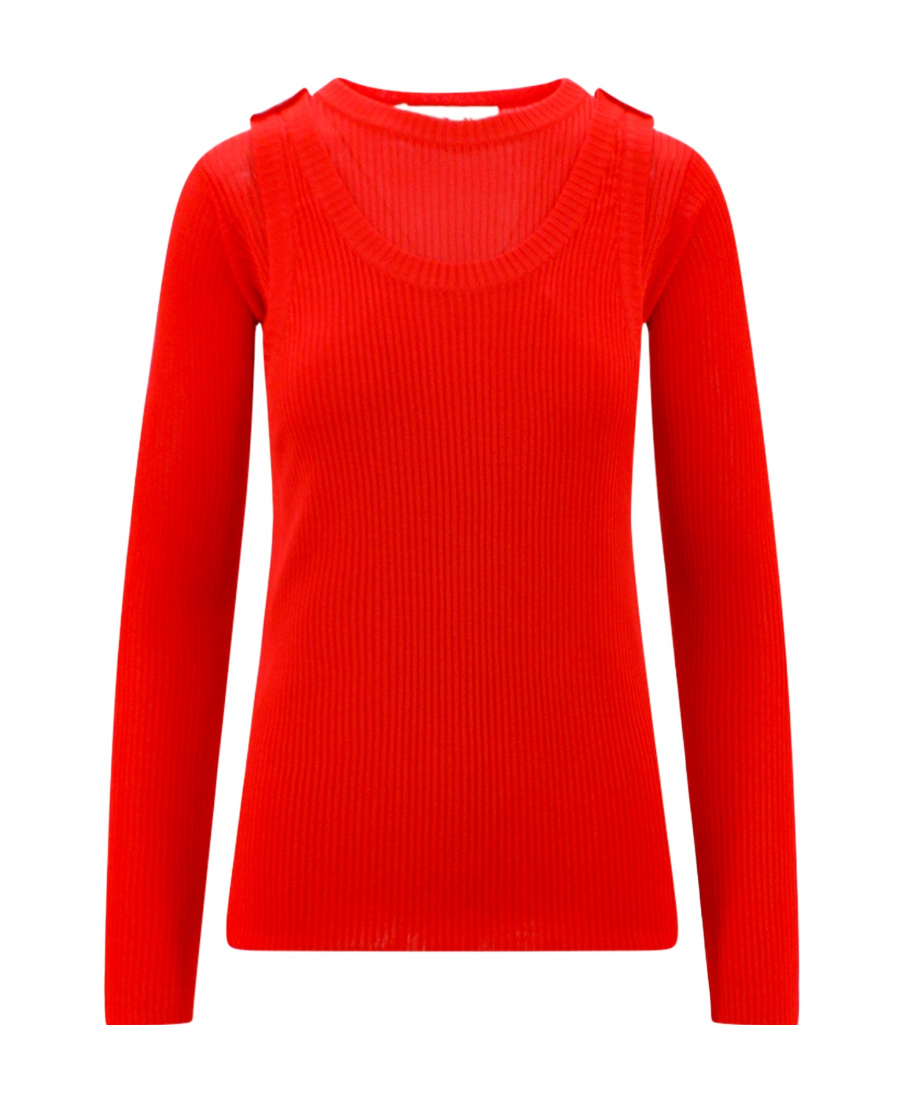 Marni Ribbed Viscose Top With Buttonholes In Red