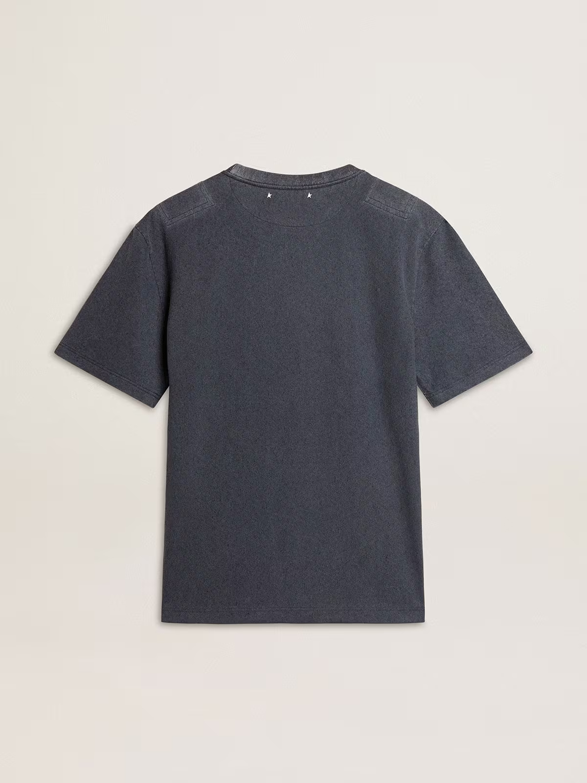 Golden Goose Dark Blue Cotton T-shirt With Contrasting Logo In Gray