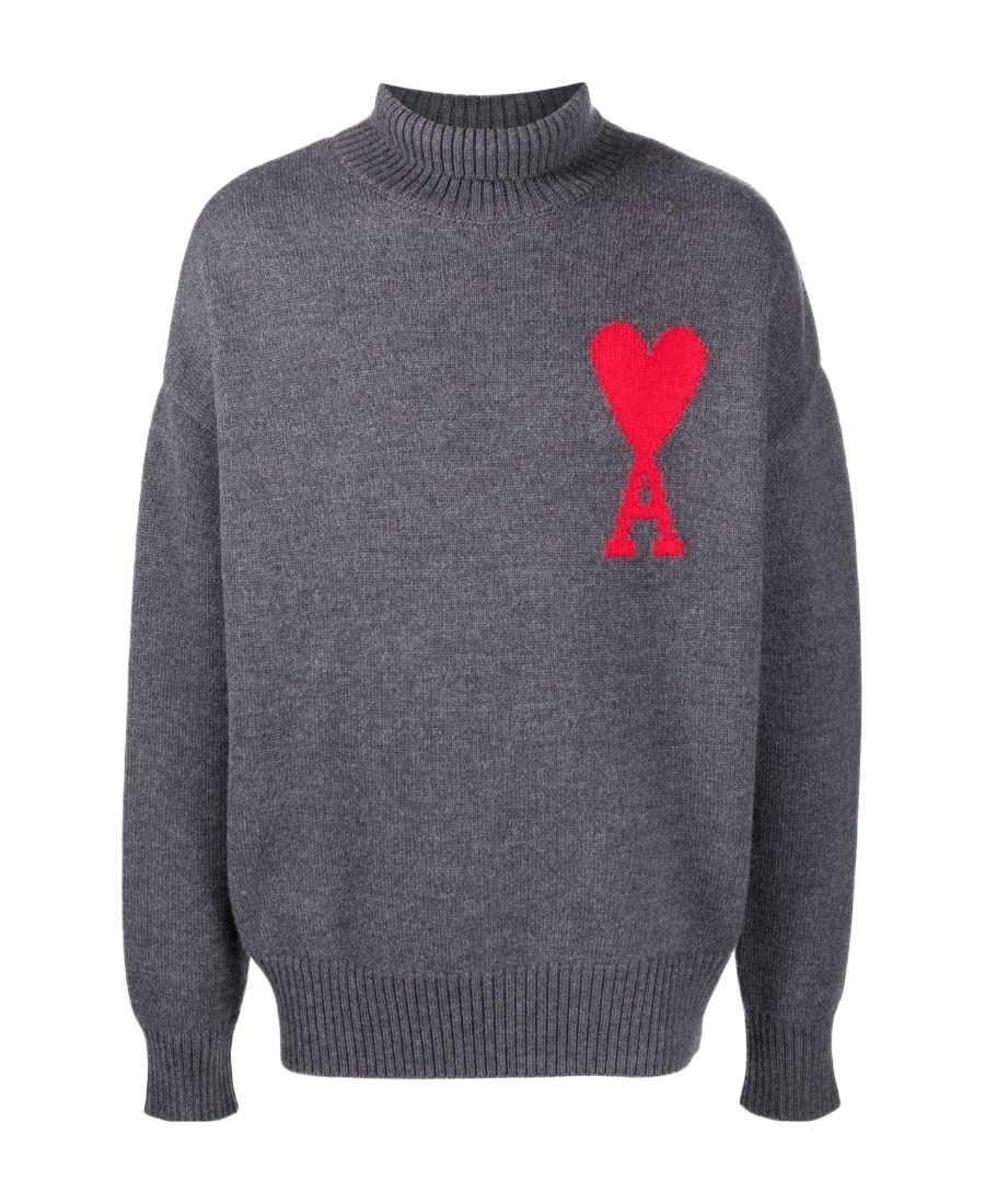 Ami Alexandre Mattiussi Ami De Coeur Roll-neck Jumper In Black