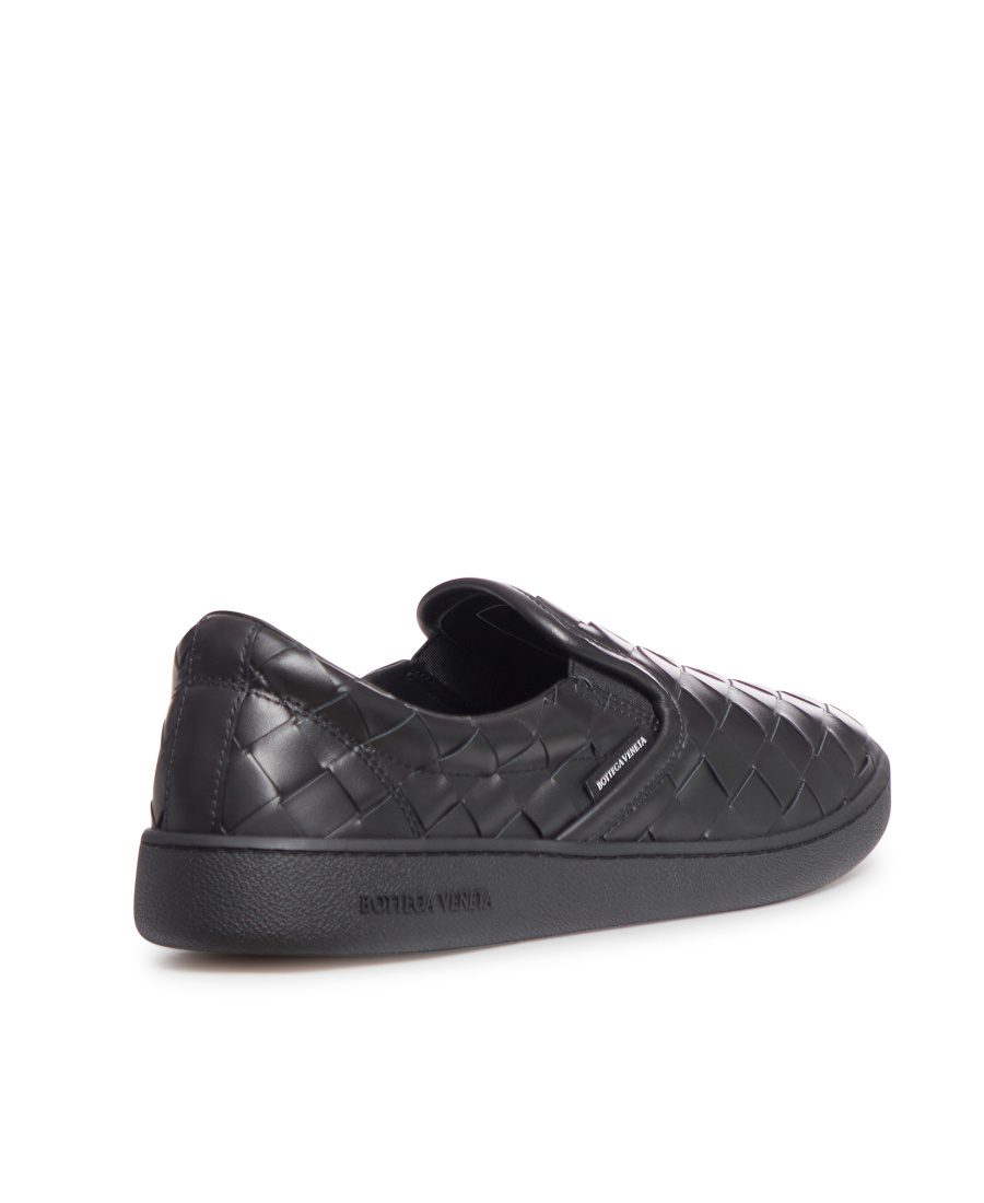 Bottega Veneta Sawyer Braided Slip On Sneakers Shoes In Black