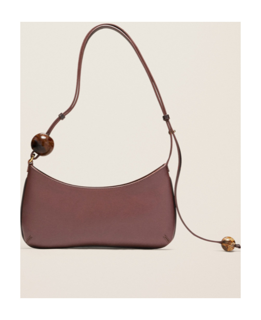 Jacquemus Womens Le Bisou Perle Leather Shoulder Bag Medium Brown In Multicolor
