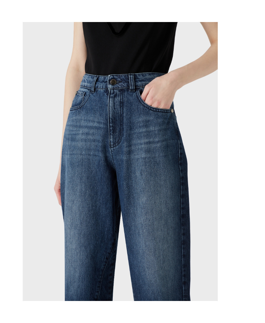 Shop Emporio Armani Wide-leg Cropped Denim Culottes In Blue
