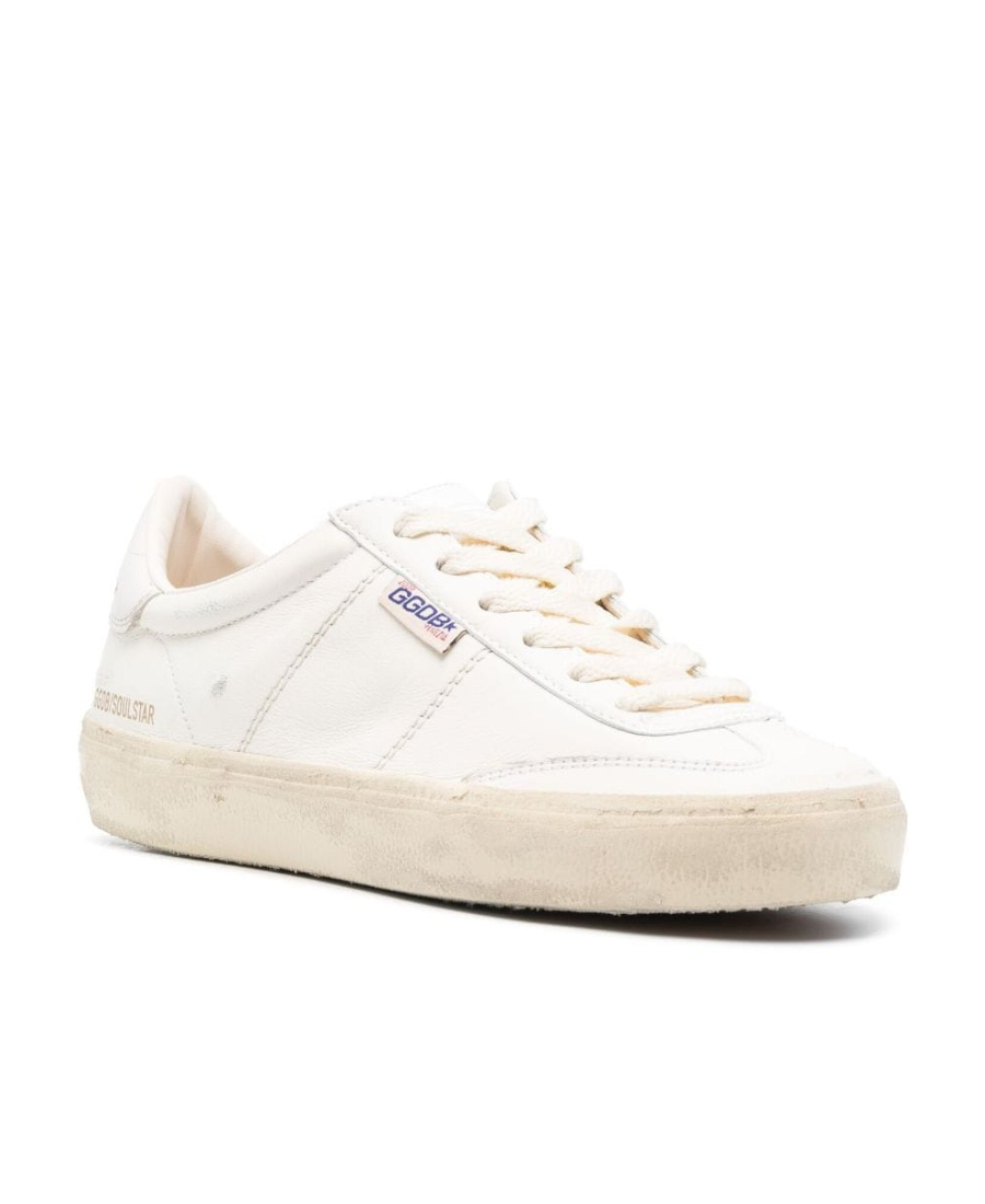 Shop Golden Goose Womens Soul Star In Worn-white Leather With White Heel Tab