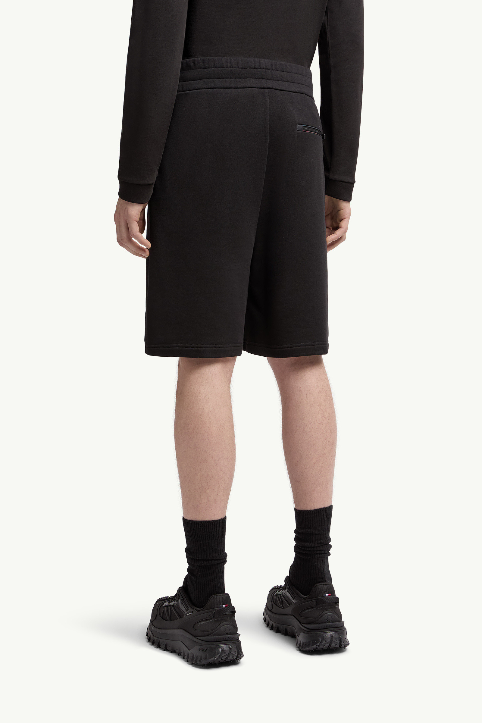 Moncler Elasticated-waist Cotton Shorts In Black