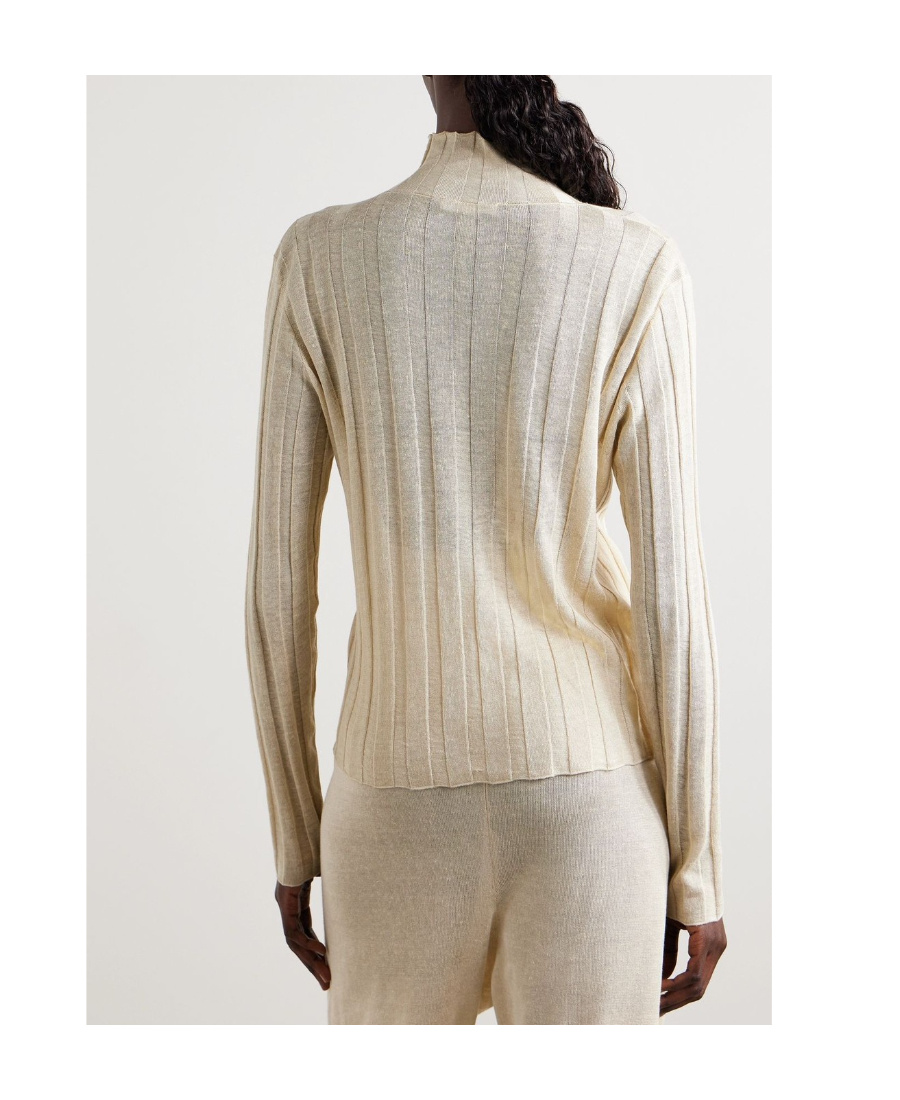 Shop The Row Ribbed Linen-silk Blend Jumper In Nude