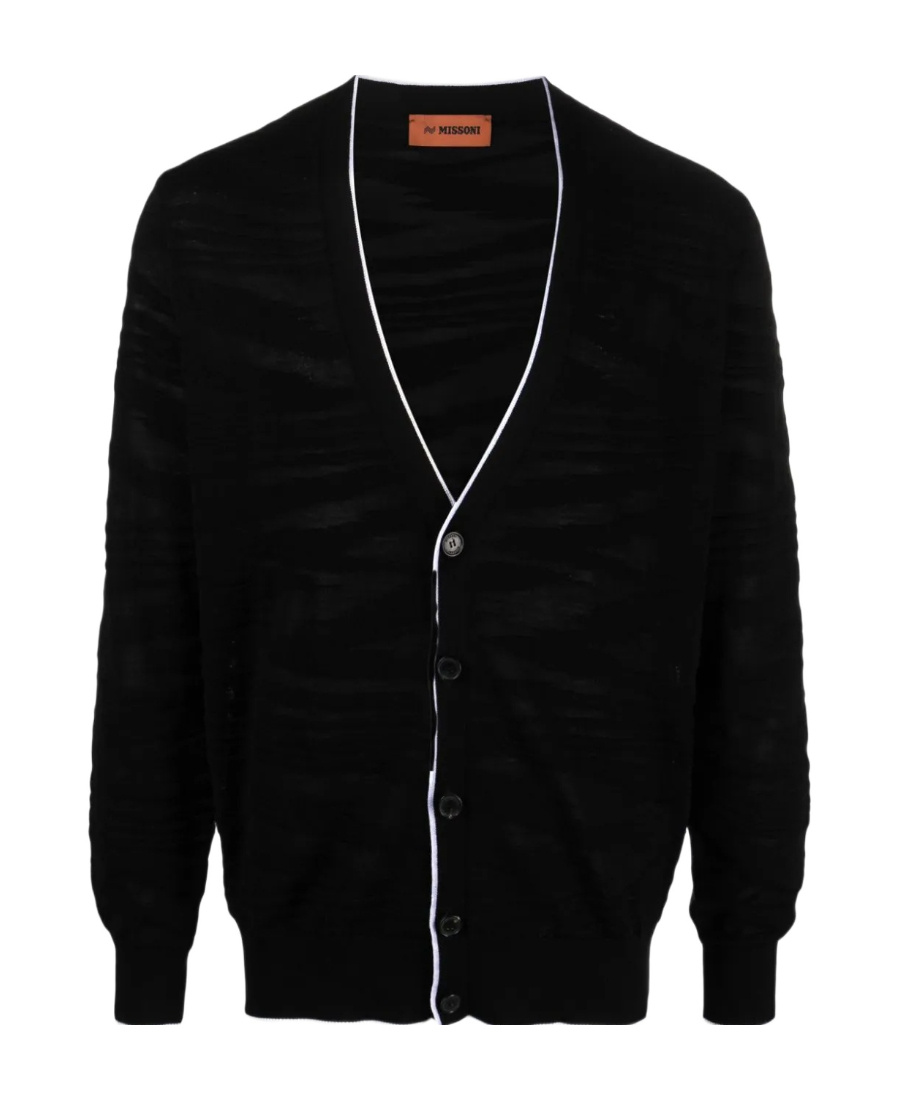 Missoni Devoré-effect Wool Blend Cardigan In Black