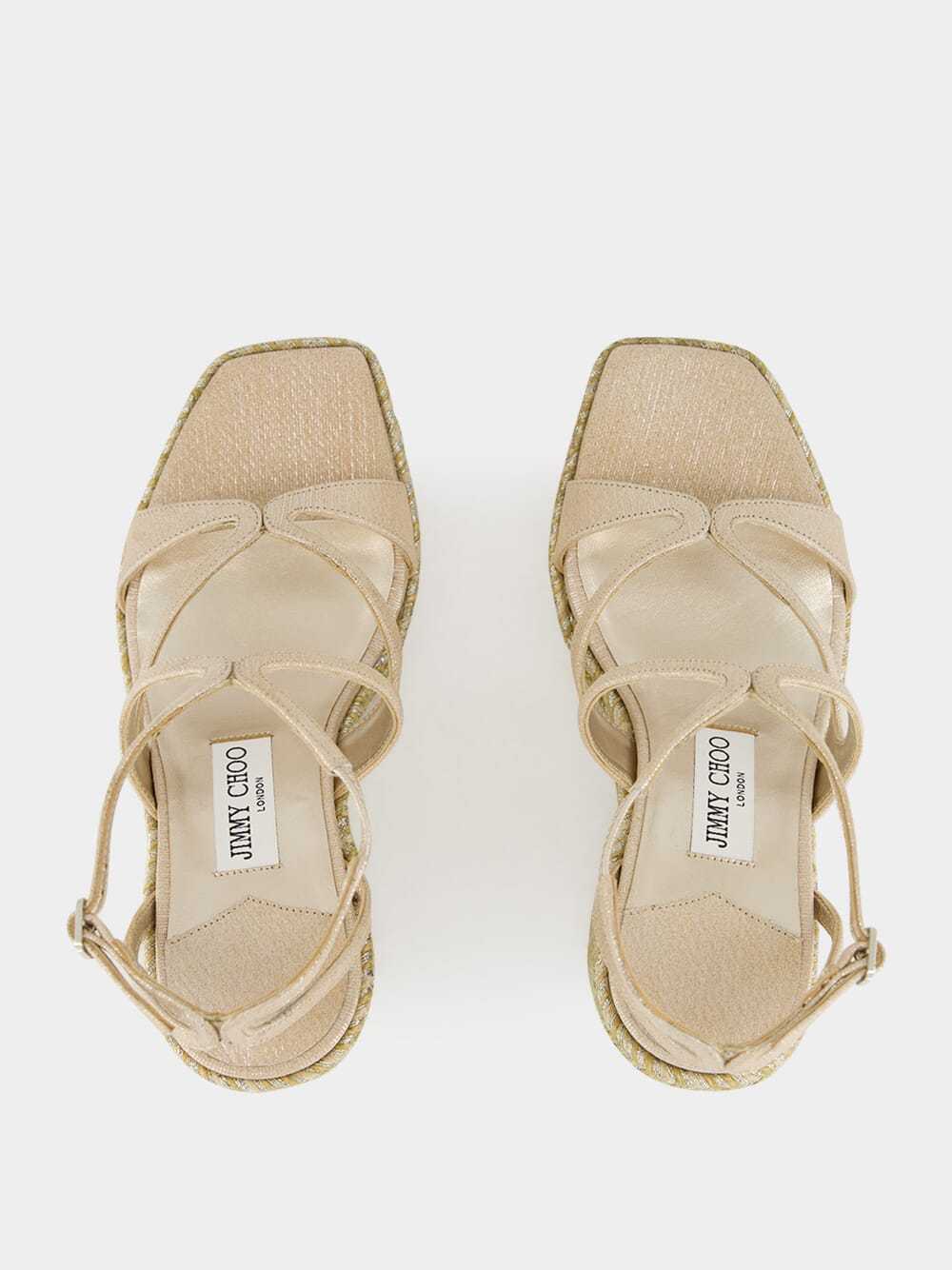 Jimmy Choo Square Toe Wedge Sandals In Neutral