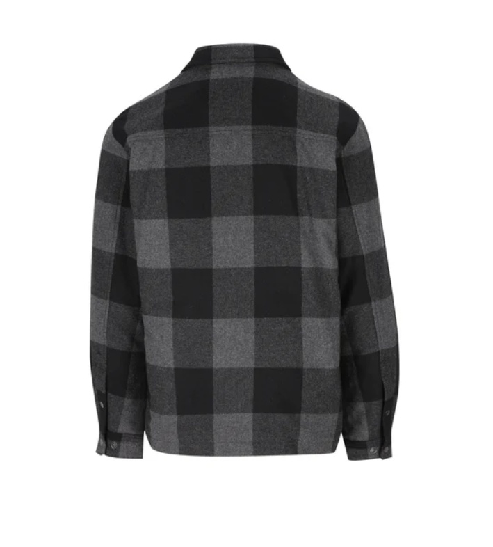 Woolrich Checked Italian Wool Blend Alaskan Padded Overshirt In Black