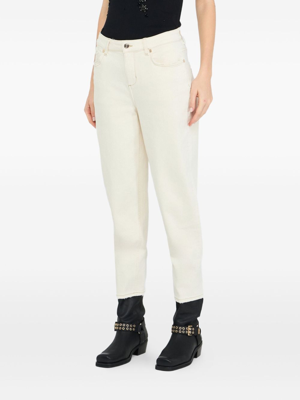 Liu •jo Denim Trousers With Belt Loops In White