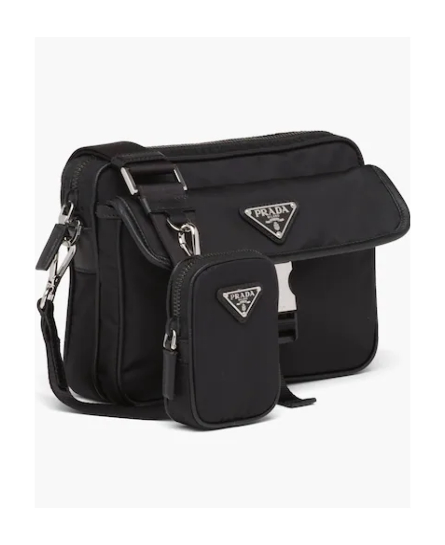 Prada Re-nylon And Saffiano Leather Shoulder Bag In Black