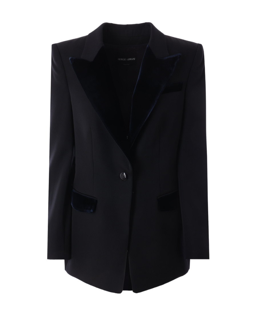 Giorgio Armani Barathea Single-breasted Jacket In Black