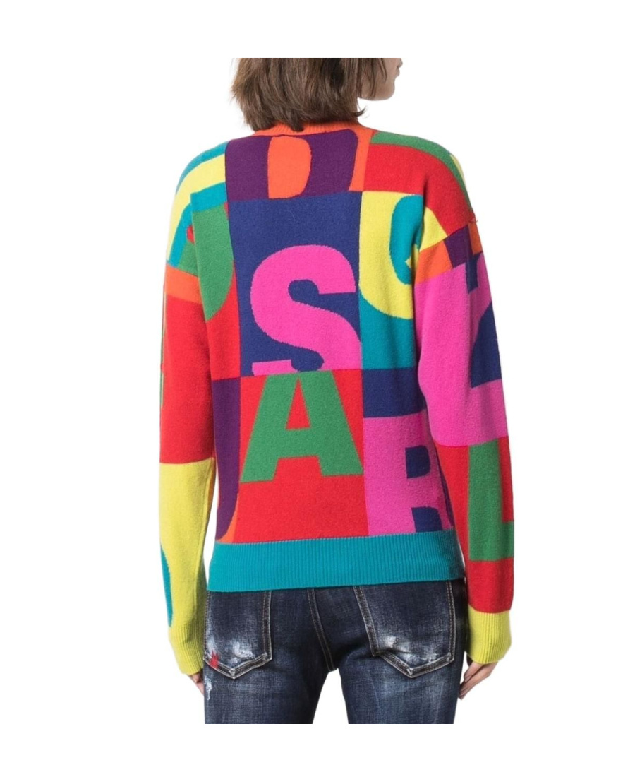 Dsquared2 Logo Intarsia Knitted Jumper In Multicolor