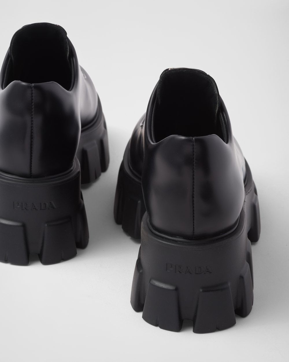 Prada Monolith Shoes With Bright Face And Thick Soles In Black