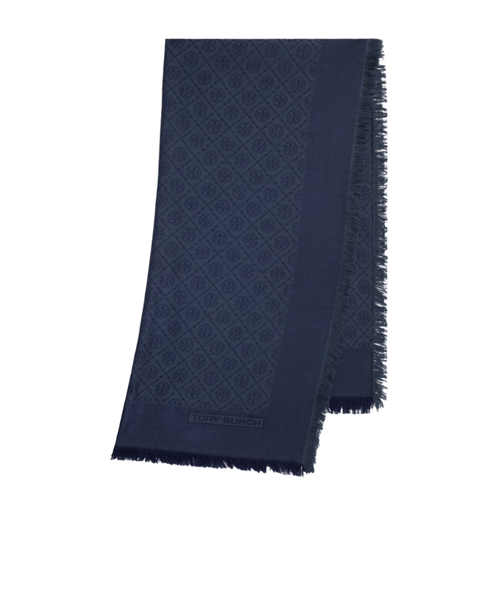 Tory Burch T Monogram Jacquard Scarf In Blue