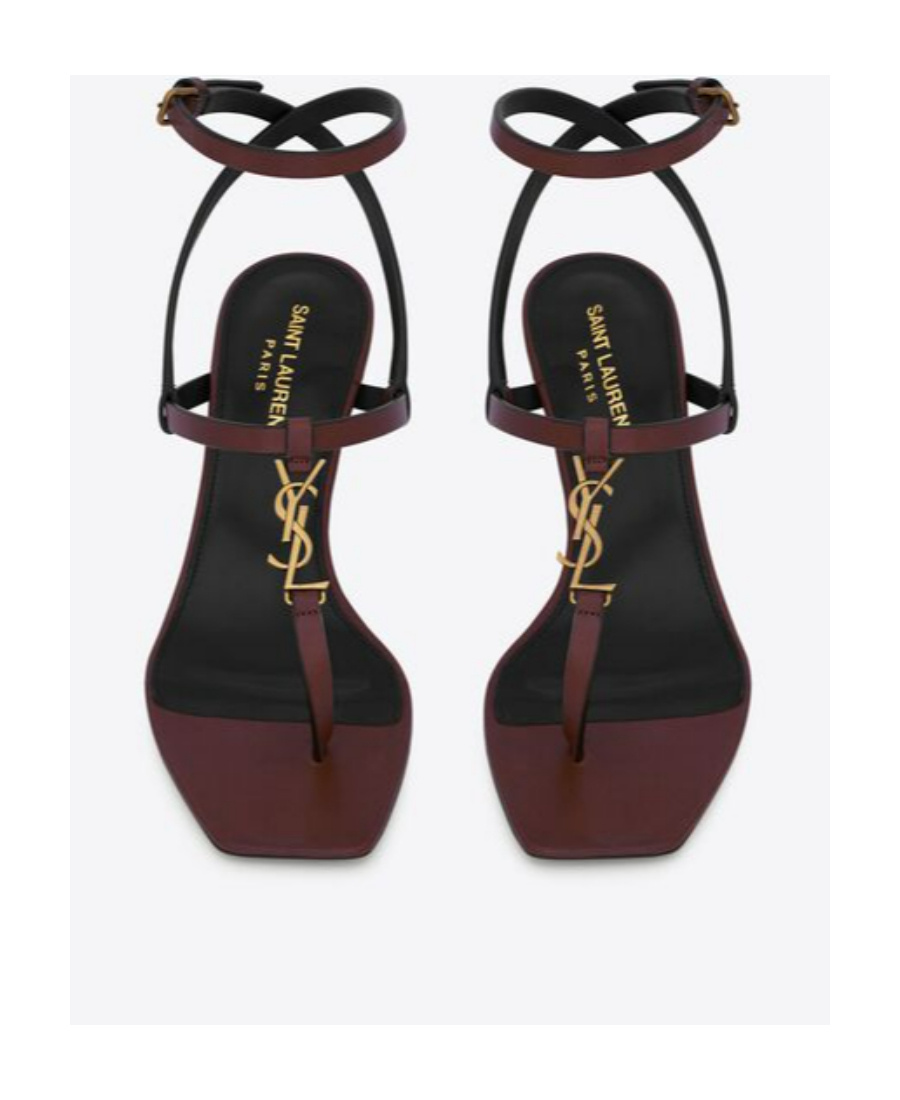Saint Laurent Cassandra 60 Leather Sandals In Brown