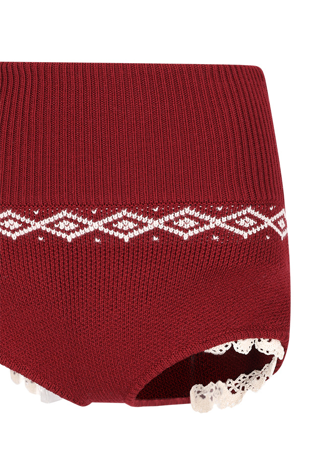 Magda Butrym Elastic Waist Knit Shorts In Burgundy