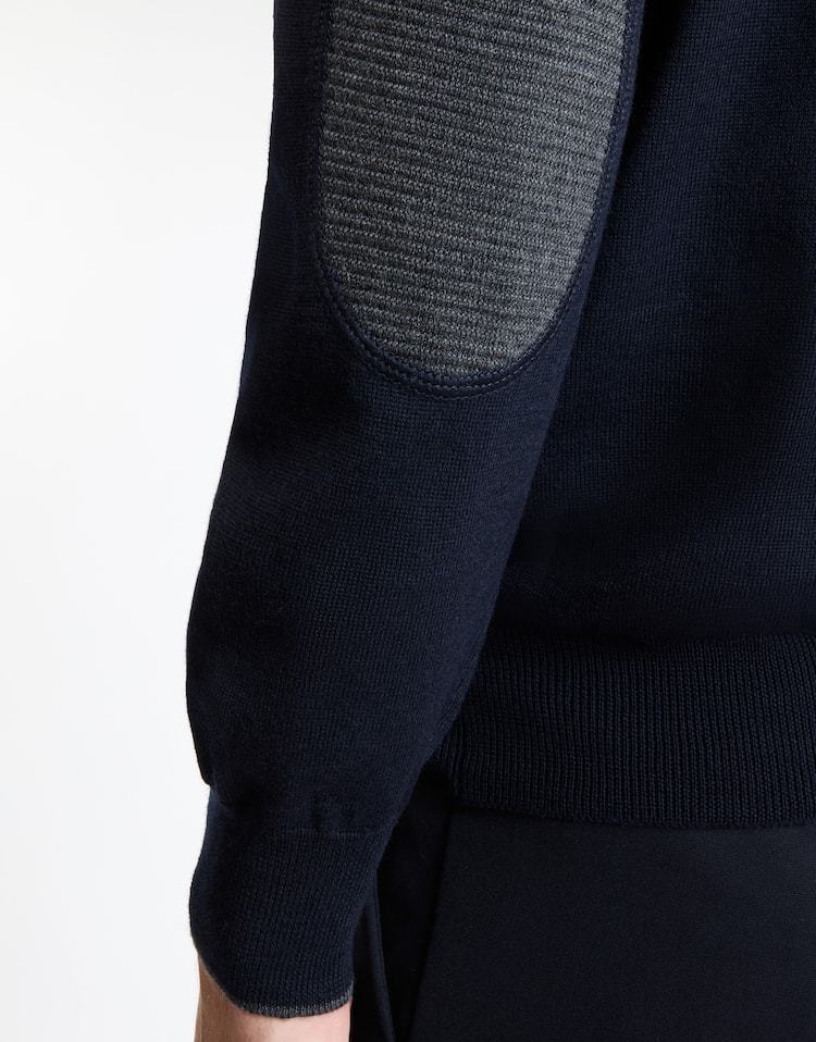 Fay Jumper In Blue Shaved Wool Knit In Black