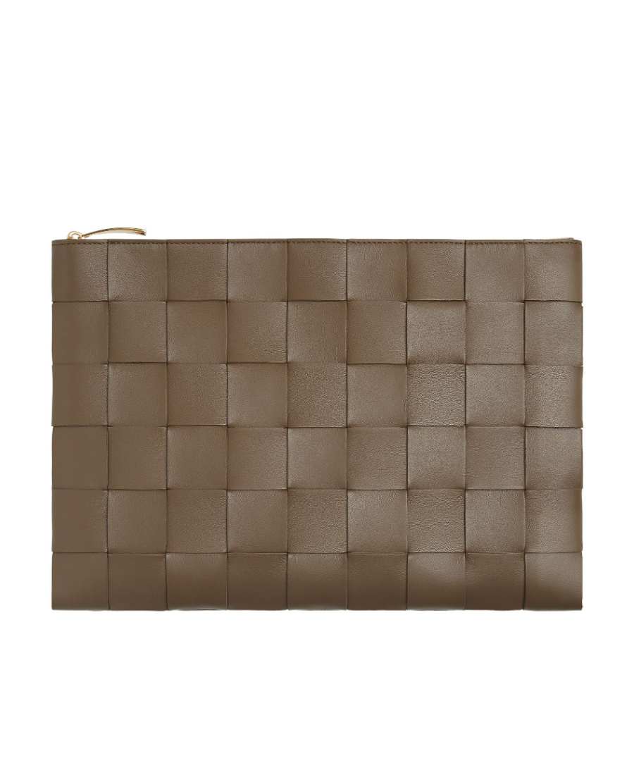 Shop Bottega Veneta Large Cassette Flat Pouch In Brown